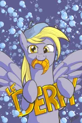 Size: 2400x3600 | Tagged: safe, artist:tofutiles, derpibooru import, derpy hooves, pegasus, pony, beret, croissant, female, mare, mouth hold, solo