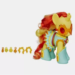 Size: 1500x1500 | Tagged: safe, derpibooru import, official, sunset shimmer, pony, unicorn, boots, brushable, clothes, cutie mark magic, dress, fashion style, glasses, solo, toy