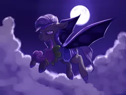 Size: 1280x960 | Tagged: safe, artist:imsokyo, derpibooru import, spike, bat pony, pony, daily life of spike, daily sleeping spike, annoyed, carrying, moon, night, night guard, sleeping, tumblr