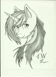 Size: 5100x7014 | Tagged: absurd resolution, artist:therazor659, derpibooru import, ear fluff, gleaming shield, looking at you, monochrome, rule 63, safe, shining armor, solo, traditional art