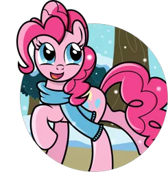 Size: 4000x4082 | Tagged: absurd resolution, artist:mahaugher, clothes, derpibooru import, pinkie pie, safe, scarf, snow, snowfall, solo