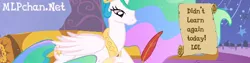 Size: 600x150 | Tagged: banner, derpibooru import, mlpchan, princess celestia, safe, solo