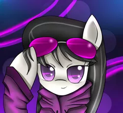 Size: 1300x1200 | Tagged: safe, artist:cyanaeolin, derpibooru import, octavia melody, earth pony, pony, bust, clothes, colored pupils, cute, female, glasses, hoodie, mare, portrait, solo, sunglasses, tavibetes