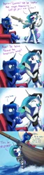 Size: 1200x4800 | Tagged: safe, artist:anticular, derpibooru import, princess celestia, princess luna, pony, ask sunshine and moonbeams, bandage, bipedal, boat, bondage, book, book abuse, chair, clothes, crying, cute, cutelestia, ear piercing, earring, eyepatch, eyes closed, frown, glare, grin, hat, hook, international talk like a pirate day, open mouth, piercing, pirate, reading, rope, sitting, smiling, smirk, squee, tied up, tumblr, wide eyes, wooden sword