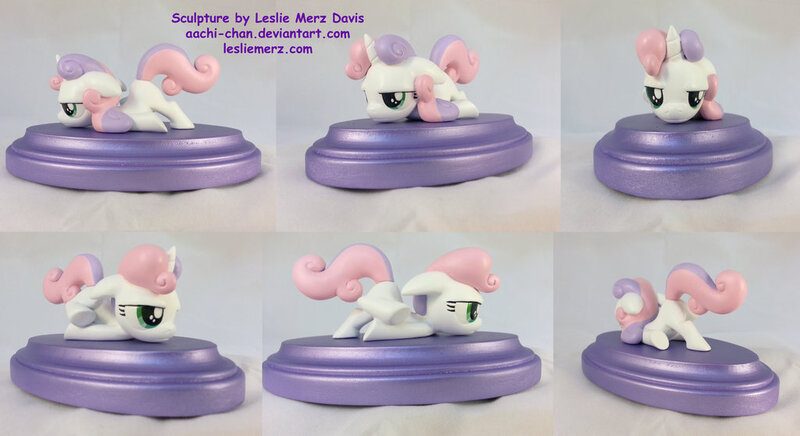 Size: 1024x558 | Tagged: artist:aachi-chan, bored, derpibooru import, figurine, one of a kind, safe, scootie belle, scooting, sculpture, sweetie belle