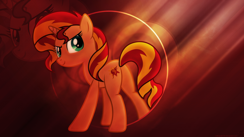 Size: 1920x1080 | Tagged: safe, artist:mithandir730, derpibooru import, sunset shimmer, pony, unicorn, vector, wallpaper