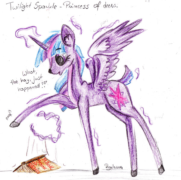 Size: 2371x2366 | Tagged: artist:julunis14, deer, deerified, deerlicorn, derpibooru import, peryton, safe, solo, species swap, traditional art, transformation, twilight sparkle, twilight sparkle (alicorn)