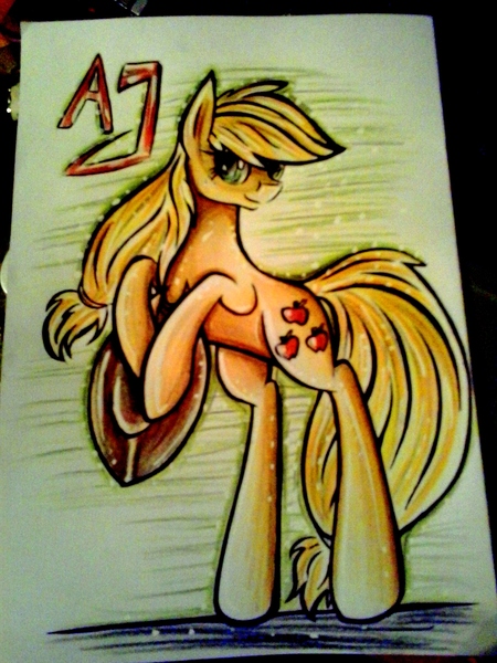 Size: 1536x2048 | Tagged: applejack, artist:julunis14, safe, solo, traditional art