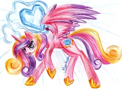 Size: 3333x2455 | Tagged: artist:julunis14, crystal heart, princess cadance, safe, solo, traditional art