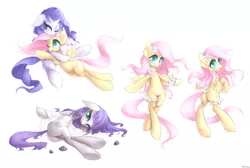 Size: 2375x1599 | Tagged: suggestive, artist:mlpanon, derpibooru import, fluttershy, maud pie, rarity, pegasus, pony, unicorn, bedroom eyes, bipedal, clothes, collar, cuddling, cute, featureless crotch, female, flarity, flower in hair, garter, hug, lesbian, lingerie, mare, one eye closed, open mouth, plot, raribetes, rock, shipping, shyabetes, simple background, smiling, snuggling, solo, white background, wink