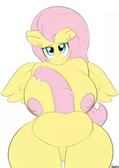 Size: 850x1200 | Tagged: anthro, artist:lamia, balls, big breasts, blushing, breasts, busty fluttershy, derpibooru import, explicit, fluttershy, futa, futa fluttershy, herm, horsecock, huge breasts, impossibly large balls, impossibly large breasts, impossibly large penis, intersex, looking at you, nipples, nudity, penis, precum, solo, solo futa, vulva, wide hips
