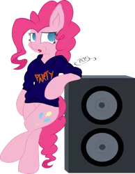 Size: 788x1013 | Tagged: artist:cyanyeh, artist:midnightblitzz, clothes, cute, derpibooru import, hoodie, lollipop, pinkie pie, safe, simple background, solo, speakers, transparent background, vector