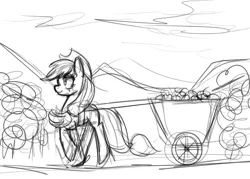 Size: 1280x914 | Tagged: safe, artist:clrb, derpibooru import, applejack, grayscale, monochrome, solo, wip