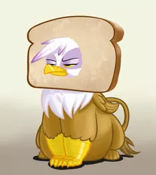 Size: 1067x1195 | Tagged: safe, artist:calorie, derpibooru import, gilda, gryphon, belly, bread, bread head, breading, fat, gildough, unamused