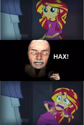 Size: 390x576 | Tagged: safe, derpibooru import, maud pie, sunset shimmer, equestria girls, 3d, dr hax, exploitable meme, gmod, gmod idiot box, hax, imminent computer screen, meme, sunset screamer, this will end in pain