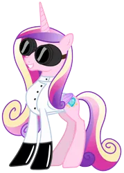 Size: 4300x6000 | Tagged: absurd resolution, adorkable, artist:magister39, clothes, cute, cutedance, derpibooru import, dork, goggles, grin, lab coat, mad scientist, princess cadance, safe, scientist, simple background, smiling, solo, transparent background, vector