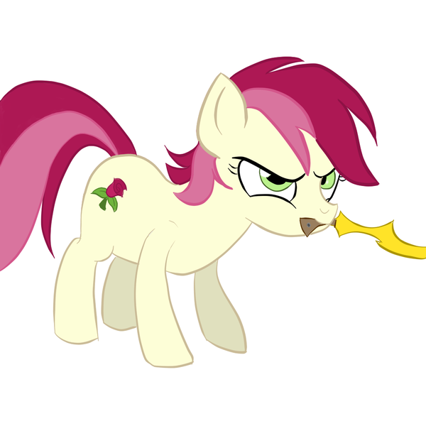 Size: 1024x1024 | Tagged: artist:cylosis, derpibooru import, roseluck, safe, scimitar, simple background, solo, weapon, white background