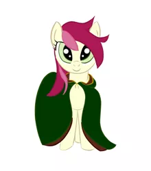 Size: 900x1024 | Tagged: artist:cylosis, cloak, clothes, derpibooru import, roseluck, safe, simple background, solo, white background