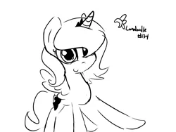 Size: 1280x960 | Tagged: artist:darkflame75, cute, derpibooru import, filly, looking at you, lunadoodle, monochrome, princess luna, safe, sketch, smiling, solo, woona