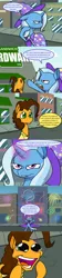 Size: 1280x5752 | Tagged: safe, artist:grandpalove, derpibooru import, cheese sandwich, trixie, pony, ask trixie and cheese, bipedal, comic, cute, diacheeses, dilated pupils, fireworks, magic, open mouth, smiling, smirk, tsundere