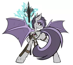 Size: 2033x1821 | Tagged: safe, artist:mango12, artist:ralek, derpibooru import, oc, oc:sunny sheila, unofficial characters only, bat pony, pony, behind, featureless crotch, fluffy, image, large wings, looking at you, looking back, looking back at you, plot, png, rear view, simple background, solo, spear, spread wings, white background, wings