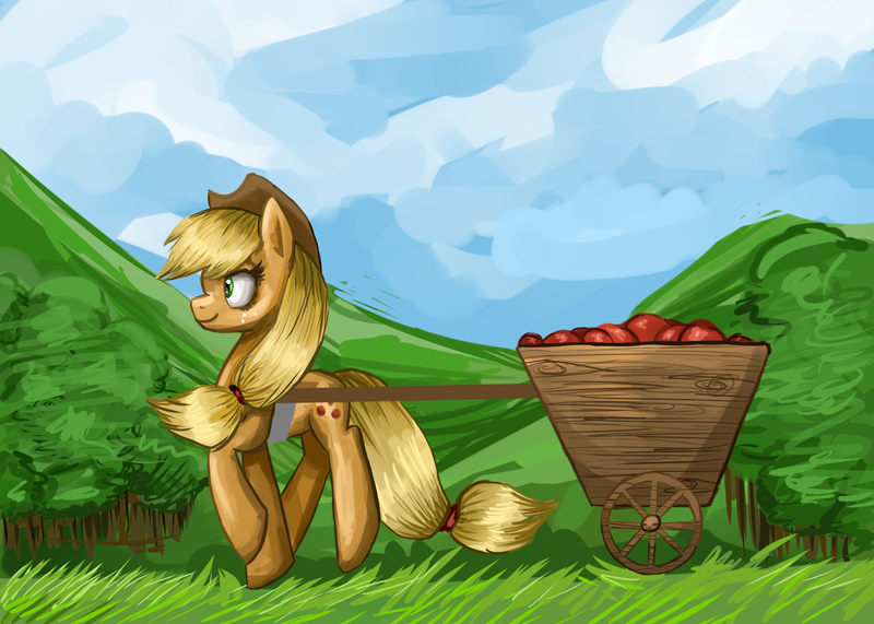 Size: 1280x914 | Tagged: safe, artist:clrb, derpibooru import, applejack, apple, profile, solo