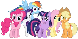 Size: 8000x4000 | Tagged: safe, artist:tomfraggle, derpibooru import, applejack, fluttershy, pinkie pie, rainbow dash, rarity, twilight sparkle, absurd resolution, mane six, one of these things is not like the others, simple background, transparent background, vector