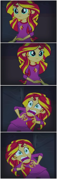 Size: 251x782 | Tagged: safe, derpibooru import, sunset shimmer, equestria girls, rainbow rocks, exploitable meme, meme, self paradox, sunset screamer