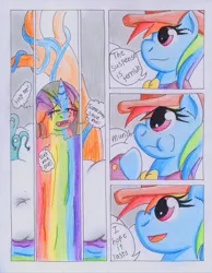 Size: 787x1015 | Tagged: artist:the1king, comic, comic:fluttershy and the rainbow factory, crossover, fanfic:rainbow factory, parody, rainbow dash, rarity, safe, willy wonka, willy wonka and the chocolate factory