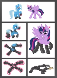 Size: 1466x2000 | Tagged: semi-grimdark, artist:redflare500, derpibooru import, trixie, twilight sparkle, twilight sparkle (alicorn), ponified, object pony, original species, boots, cartoon physics, comic, female, fireproof boots, image, inanimate tf, latex, latex boots, lesbian, objectification, png, shipping, transformation, twixie