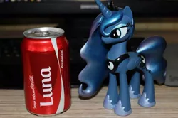 Size: 960x639 | Tagged: alicorn, can, coca-cola, coke, cyrillic, derpibooru import, drink, figurine, irl, label, photo, princess luna, russian, safe, share a coke, soda, solo, toy