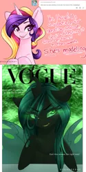 Size: 1280x2560 | Tagged: artist:sugarberry, ask, ask-cadance, derpibooru import, princess cadance, queen chrysalis, safe, tumblr, vogue
