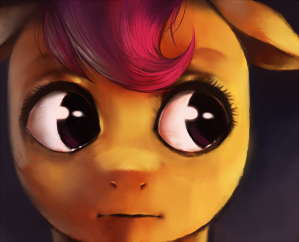 Size: 600x487 | Tagged: artist:crookedtrees, artist:thepolymath, derpibooru import, edit, safe, scootaloo, solo