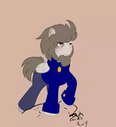 Size: 1168x1280 | Tagged: safe, artist:dark candle, derpibooru import, oc, unofficial characters only, pegasus, pony, beard, clothes, colored, facial hair, frown, glare, male, solo, stallion