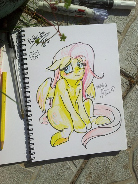 Size: 1920x2560 | Tagged: safe, artist:arainmorn, derpibooru import, fluttershy, solo, traditional art