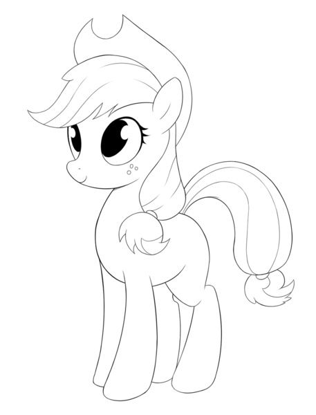 Size: 808x1060 | Tagged: safe, artist:kas92, derpibooru import, applejack, lineart, monochrome, solo