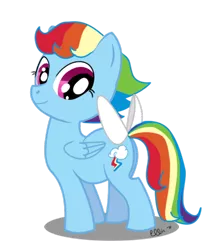 Size: 600x699 | Tagged: safe, artist:ellisarts, derpibooru import, rainbow dash, bow, filly, filly rainbow dash, solo, younger