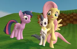 Size: 1600x1024 | Tagged: 3d, artist:viranimation, crossover, derpibooru import, flutterrumble, fluttershy, gmod, green hill zone, hoof fetish, hoof licking, hoof sucking, rumble, safe, sonic the hedgehog (series), twilight sparkle