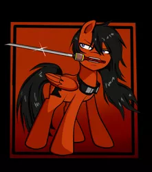 Size: 1500x1700 | Tagged: safe, artist:nekojackun, derpibooru import, oc, oc:sky driver, unofficial characters only, pegasus, pony, goggles, mouth hold, solo, sword
