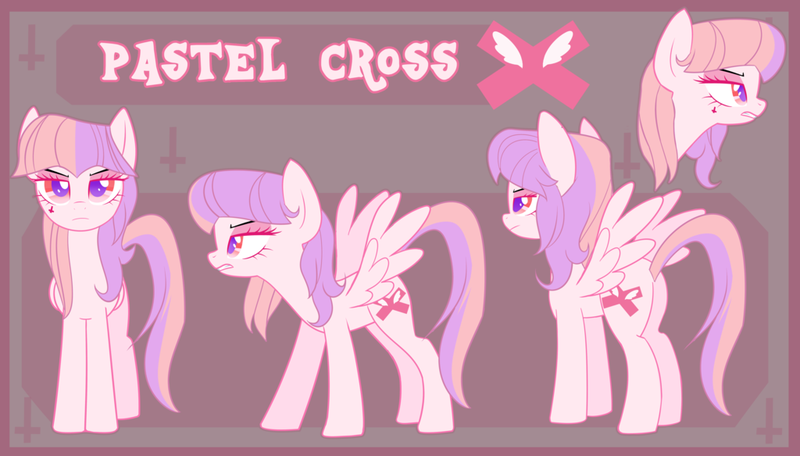 Size: 1024x584 | Tagged: safe, artist:chokico, derpibooru import, oc, oc:pastel cross, unofficial characters only, pegasus, pony, female, mare, reference sheet, solo