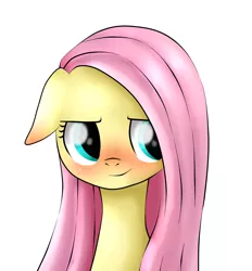 Size: 1300x1400 | Tagged: artist:sofywywy, blushing, bust, derpibooru import, floppy ears, fluttershy, portrait, safe, simple background, solo, straight hair, white background