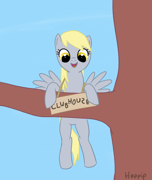 Size: 685x810 | Tagged: safe, artist:hoppip, derpibooru import, derpy hooves, pegasus, pony, female, mare, solo, tree