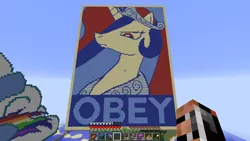 Size: 1280x720 | Tagged: artist:php8, derpibooru import, game screencap, minecraft, minecraft pixel art, obey, pixel art, princess celestia, safe, shepard fairey