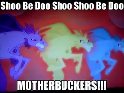 Size: 640x480 | Tagged: safe, derpibooru import, edit, edited screencap, screencap, adagio dazzle, aria blaze, sonata dusk, hippocampus, merpony, siren, equestria girls, rainbow rocks, caption, g1, image macro, meme, shoo be doo, the dazzlings