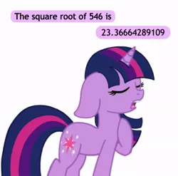 Size: 877x868 | Tagged: artist:dewdrop-210, derpibooru import, eyes closed, floppy ears, frown, math, nerd, open mouth, safe, simple background, solo, square root, text, twilight sparkle, white background