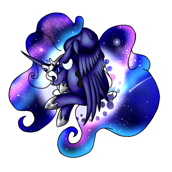 Size: 1000x1000 | Tagged: safe, artist:tardispony, derpibooru import, nightmare moon, princess luna, alicorn, pony, blue, clothes, comet, ethereal mane, galaxy mane, moon, princess, t-shirt