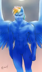 Size: 700x1200 | Tagged: anthro, artist:equus, bare chest, derpibooru import, featureless crotch, gigadash, .mov, muscles, pegasus, pony.mov, rainbow dash, rainbuff dash, solo, suggestive, swag.mov, titan