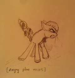 Size: 2043x2135 | Tagged: safe, artist:sokolas, derpibooru import, oc, unofficial characters only, original species, plane pony, pony, angry, descriptive noise, meme, plane, sketch, solo, traditional art, tu-95