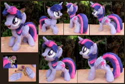 Size: 2056x1378 | Tagged: safe, artist:piquipauparro, derpibooru import, twilight sparkle, twilight sparkle (alicorn), alicorn, pony, big crown thingy, cute, excited, female, happy, irl, mare, modular, open mouth, photo, plushie, smiling, twiabetes