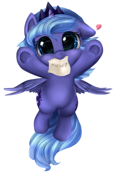 Size: 2391x3604 | Tagged: safe, artist:pridark, derpibooru import, princess luna, alicorn, pony, bronybait, cute, daaaaaaaaaaaw, diabetes, female, filly, floppy ears, flying, glomp, heart, hnnng, hug request, incoming hug, looking at you, lunabetes, mouth hold, pridark is trying to murder us, simple background, smiling, solo, spread wings, transparent background, underhoof, weapons-grade cute, woona